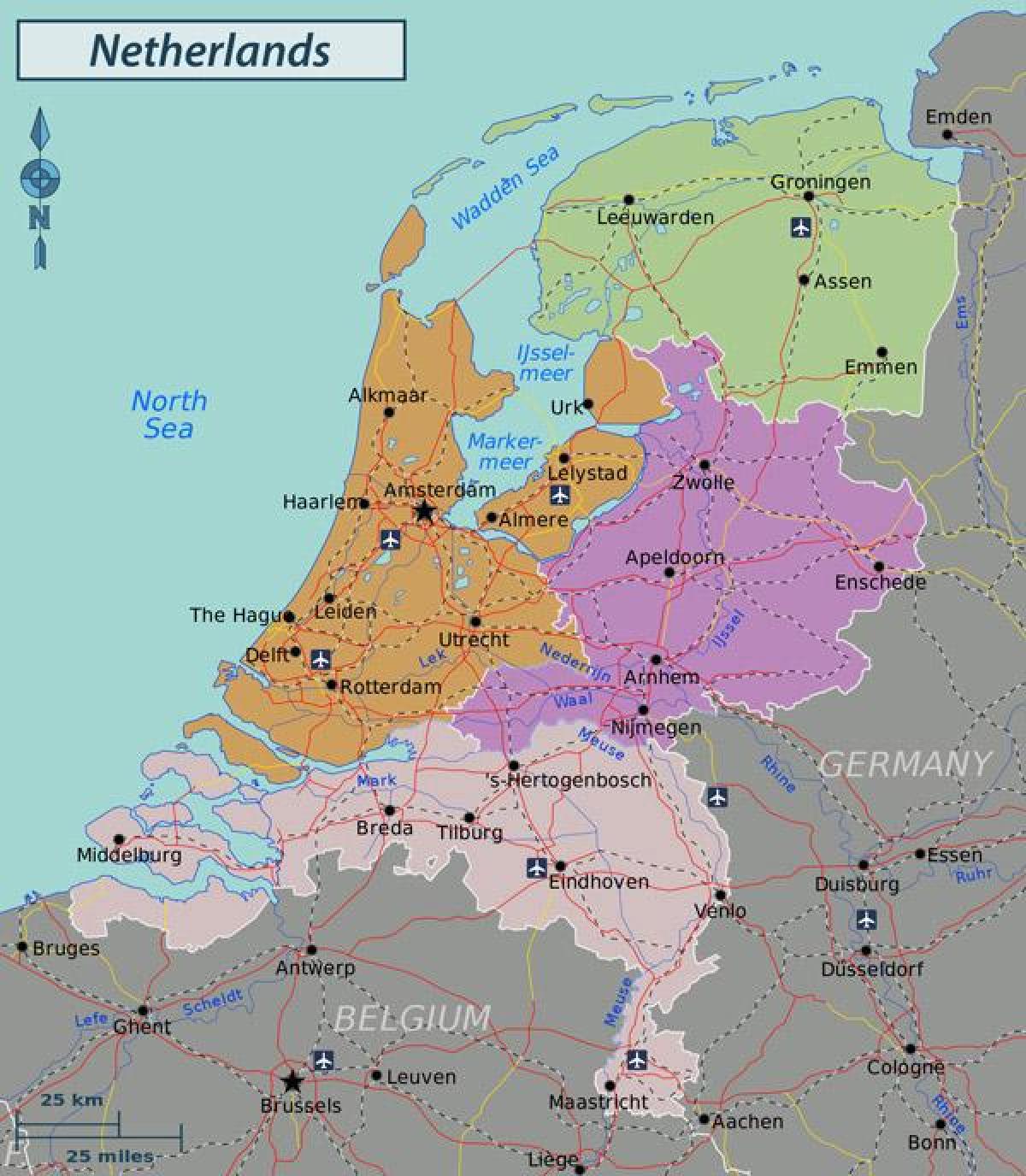 Grote kaart van Nederland