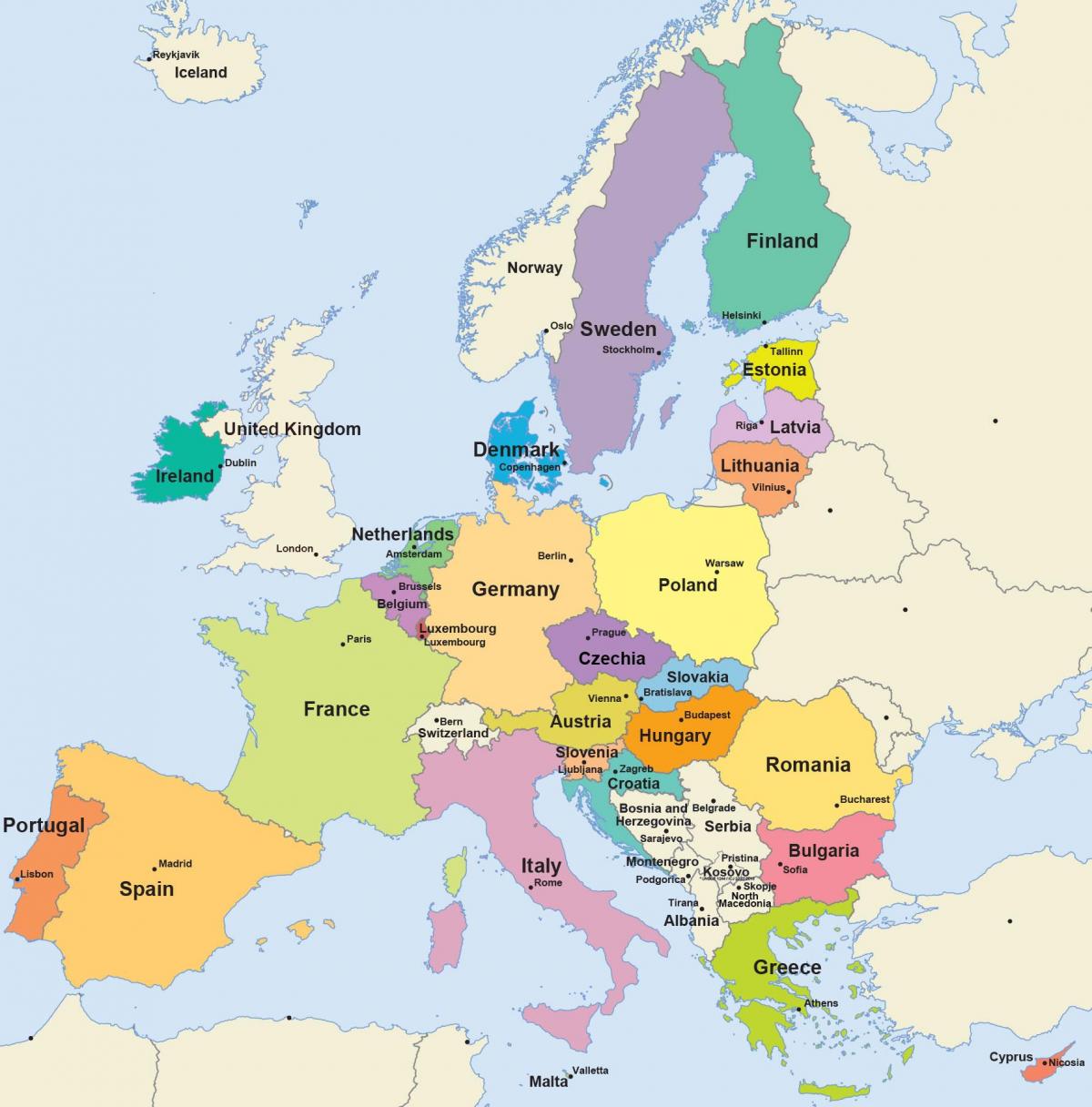 Kaart van Nederland en aangrenzende landen