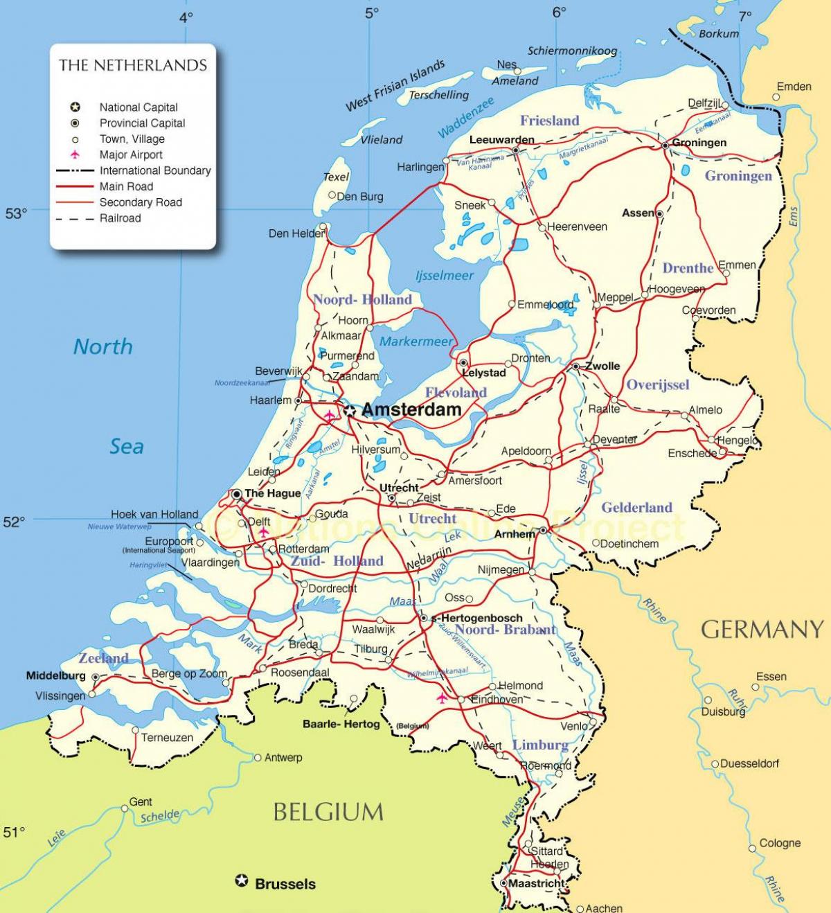 Kaart van het land Nederland