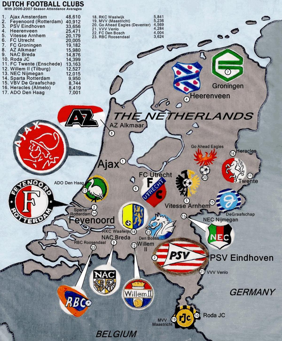 stadionkaart van Nederland