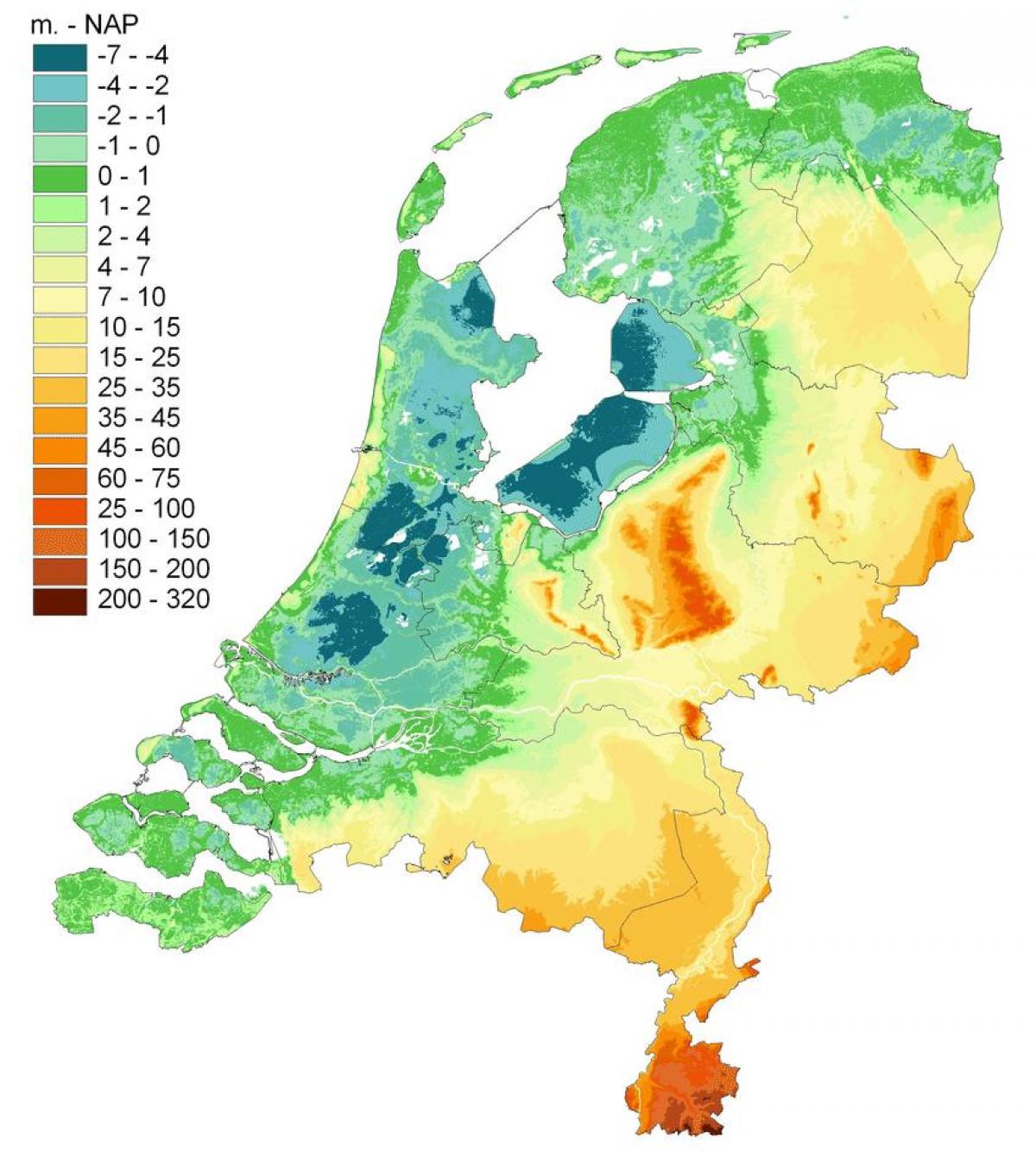 Topografische kaart van Nederland